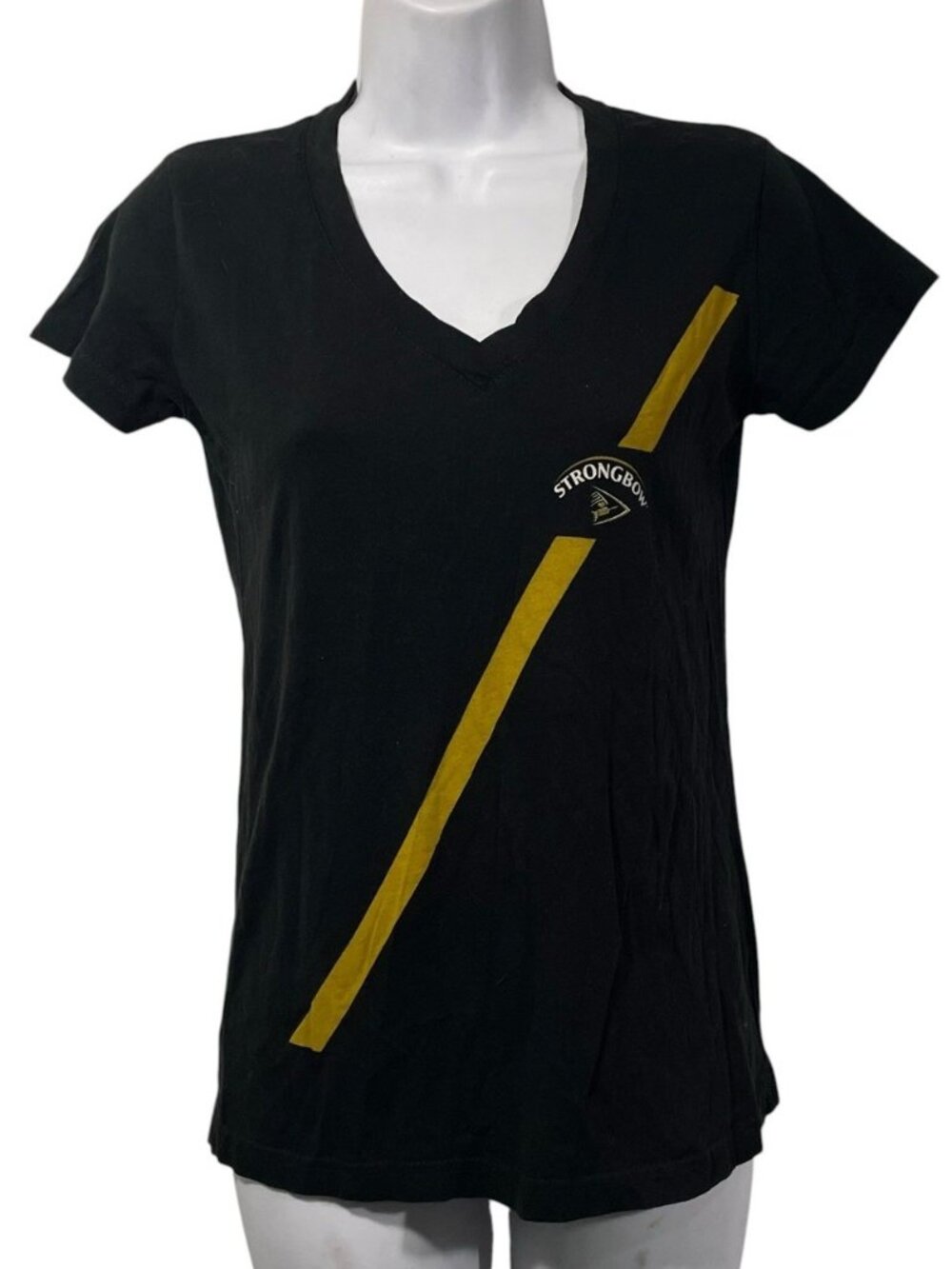 Strongbow Hard Cider Womens V Neck Black T-Shirt Logo Arrows Sz Small
